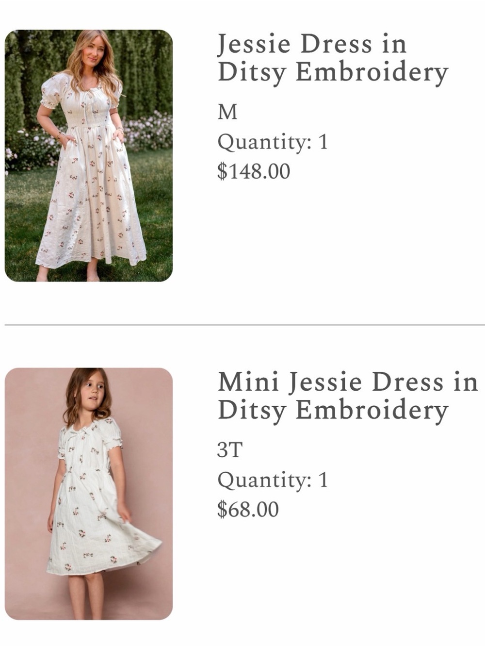 Ivy City Co Cream Jessie Dress with Ditsy Floral Embroidery